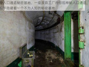 神秘入口通道秘密基地、一座废弃工厂内惊现神秘入口通道，里面似乎隐藏着一个不为人知的秘密基地