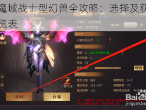 风暴魔域战士型幻兽全攻略：选择及获得途径一览表