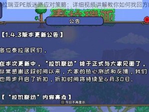 泰拉瑞亚PE版迷路应对策略：详细视频讲解教你如何找回方向