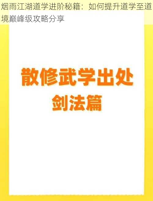 烟雨江湖道学进阶秘籍：如何提升道学至道境巅峰级攻略分享