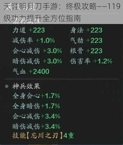 天涯明月刀手游：终极攻略——119级功力提升全方位指南