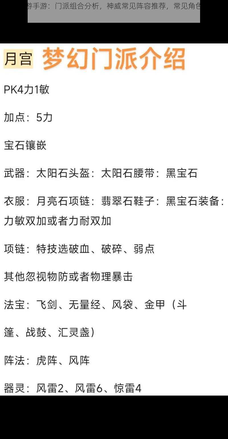 梦幻西游手游：门派组合分析，神威常见阵容推荐，常见角色组合攻略