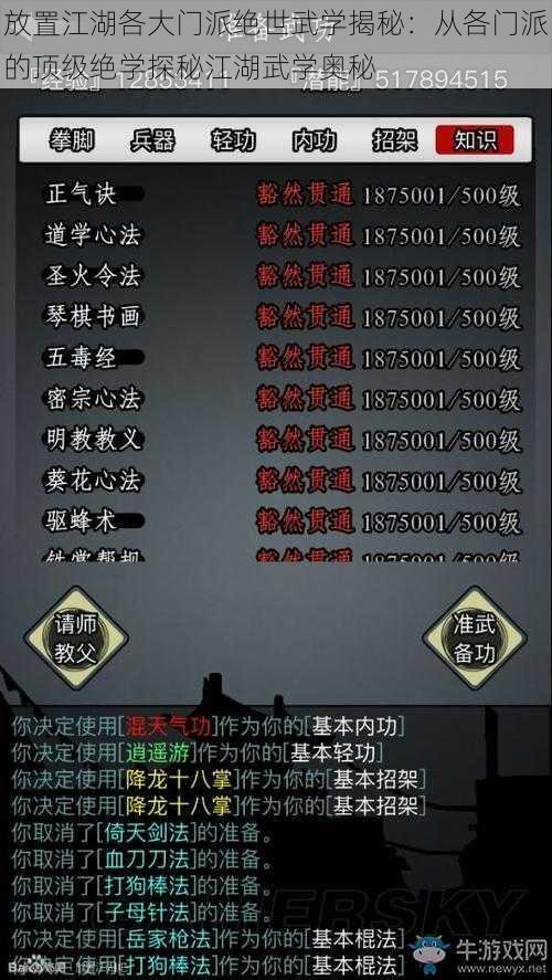 放置江湖各大门派绝世武学揭秘：从各门派的顶级绝学探秘江湖武学奥秘