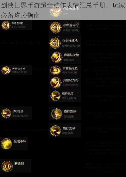 剑侠世界手游超全动作表情汇总手册：玩家必备攻略指南