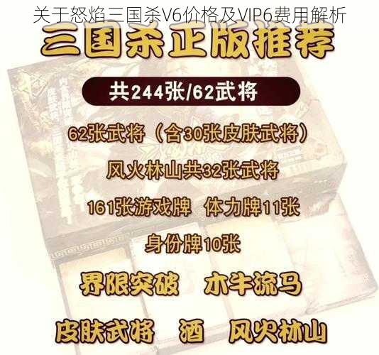 关于怒焰三国杀V6价格及VIP6费用解析