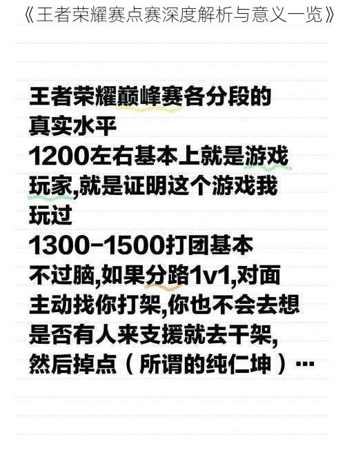 《王者荣耀赛点赛深度解析与意义一览》