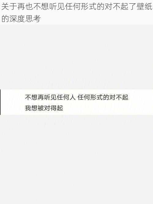 关于再也不想听见任何形式的对不起了壁纸的深度思考