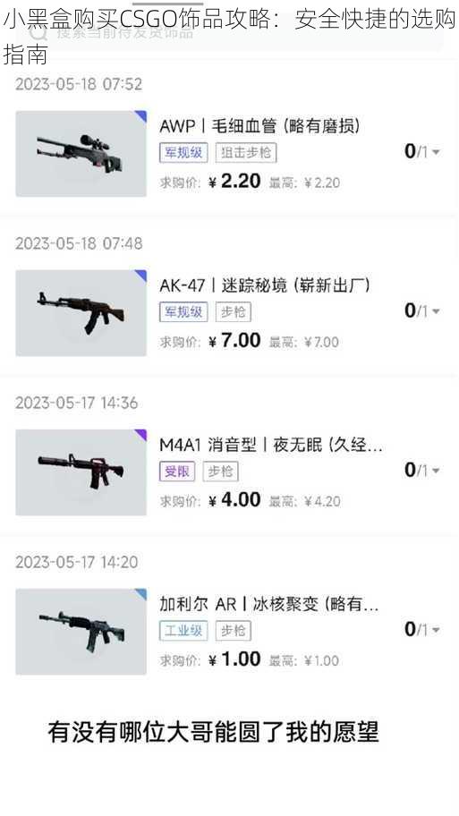 小黑盒购买CSGO饰品攻略：安全快捷的选购指南