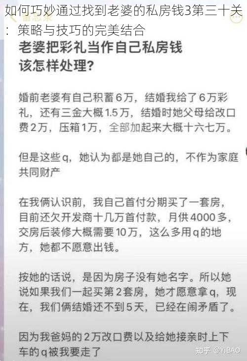 如何巧妙通过找到老婆的私房钱3第三十关：策略与技巧的完美结合