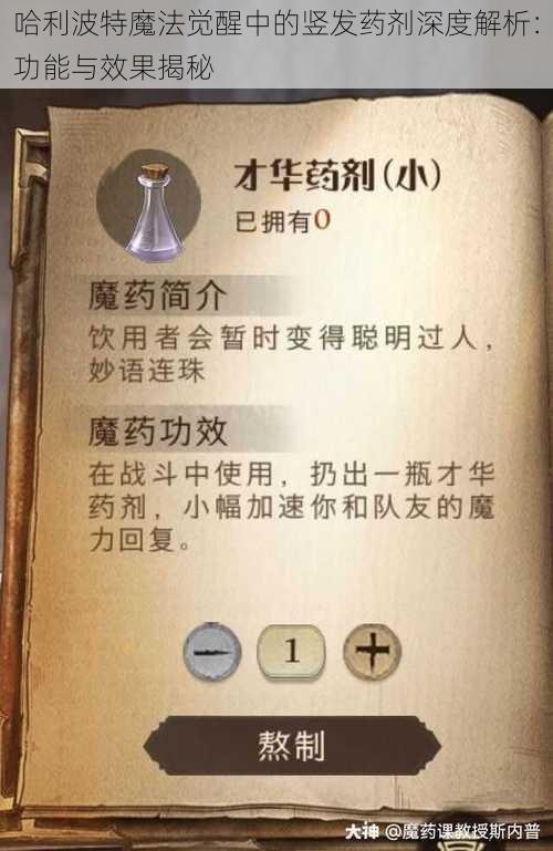 哈利波特魔法觉醒中的竖发药剂深度解析：功能与效果揭秘