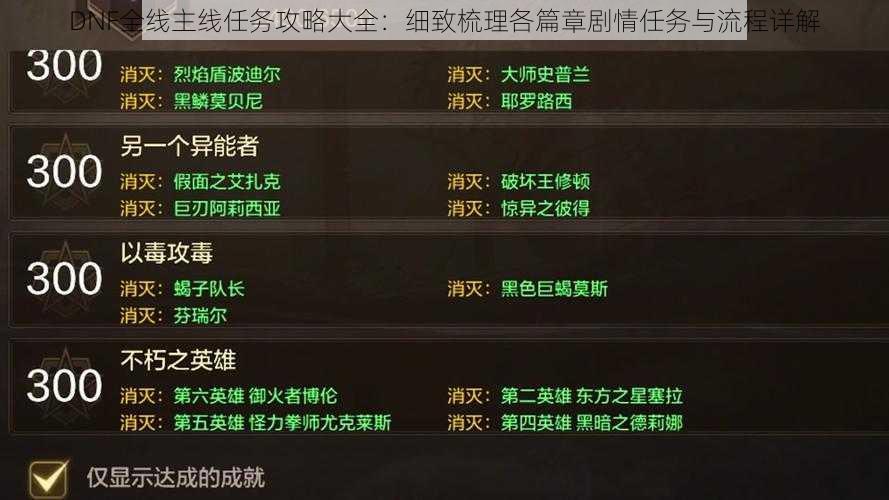 DNF全线主线任务攻略大全：细致梳理各篇章剧情任务与流程详解