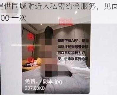 提供同城附近人私密约会服务，见面 300 一次