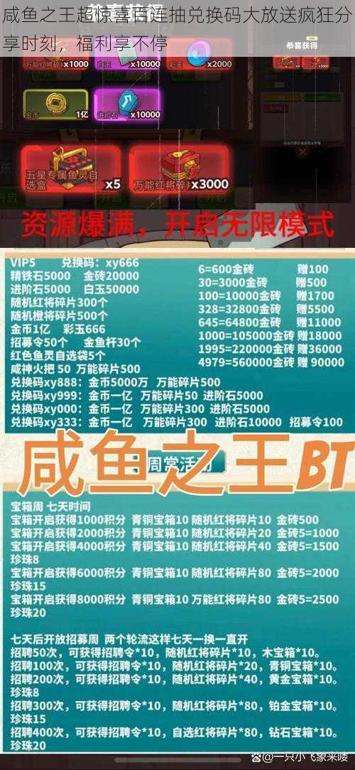 咸鱼之王超惊喜百连抽兑换码大放送疯狂分享时刻，福利享不停