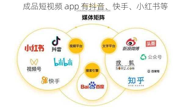 成品短视频 app 有抖音、快手、小红书等