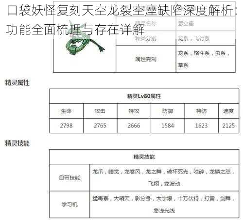 口袋妖怪复刻天空龙裂空座缺陷深度解析：功能全面梳理与存在详解