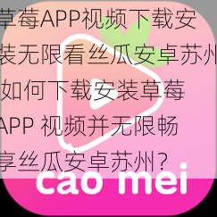 草莓APP视频下载安装无限看丝瓜安卓苏州,如何下载安装草莓 APP 视频并无限畅享丝瓜安卓苏州？