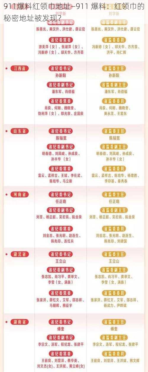 911爆料红领巾地址—911 爆料：红领巾的秘密地址被发现？