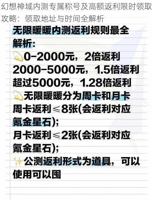 幻想神域内测专属称号及高额返利限时领取攻略：领取地址与时间全解析