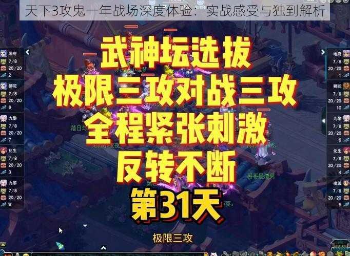 天下3攻鬼一年战场深度体验：实战感受与独到解析