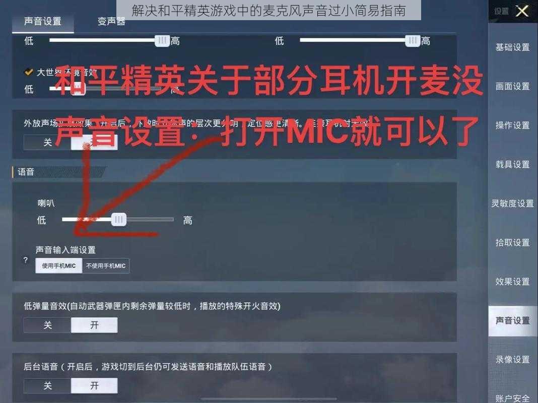 解决和平精英游戏中的麦克风声音过小简易指南