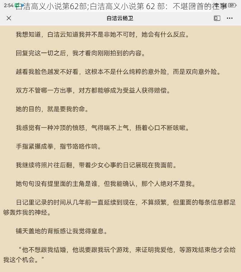 白洁高义小说第62部;白洁高义小说第 62 部：不堪回首的往事