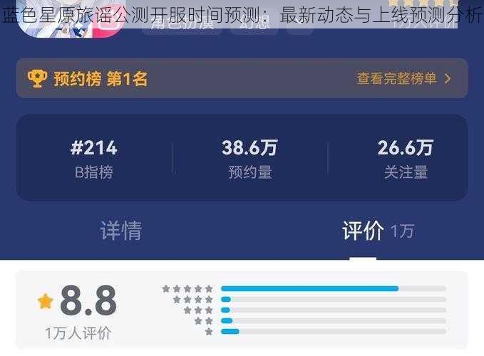 蓝色星原旅谣公测开服时间预测：最新动态与上线预测分析