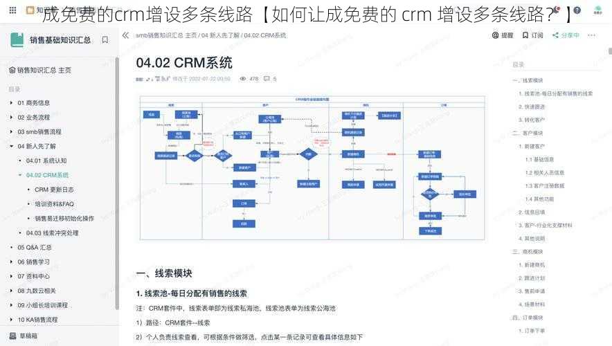 成免费的crm增设多条线路【如何让成免费的 crm 增设多条线路？】