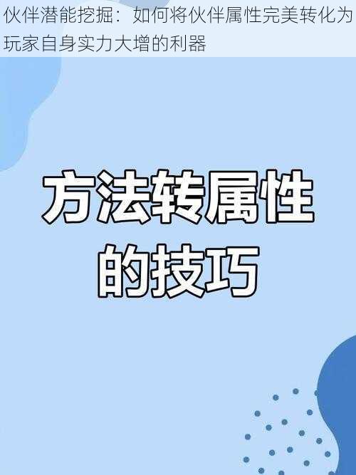 伙伴潜能挖掘：如何将伙伴属性完美转化为玩家自身实力大增的利器