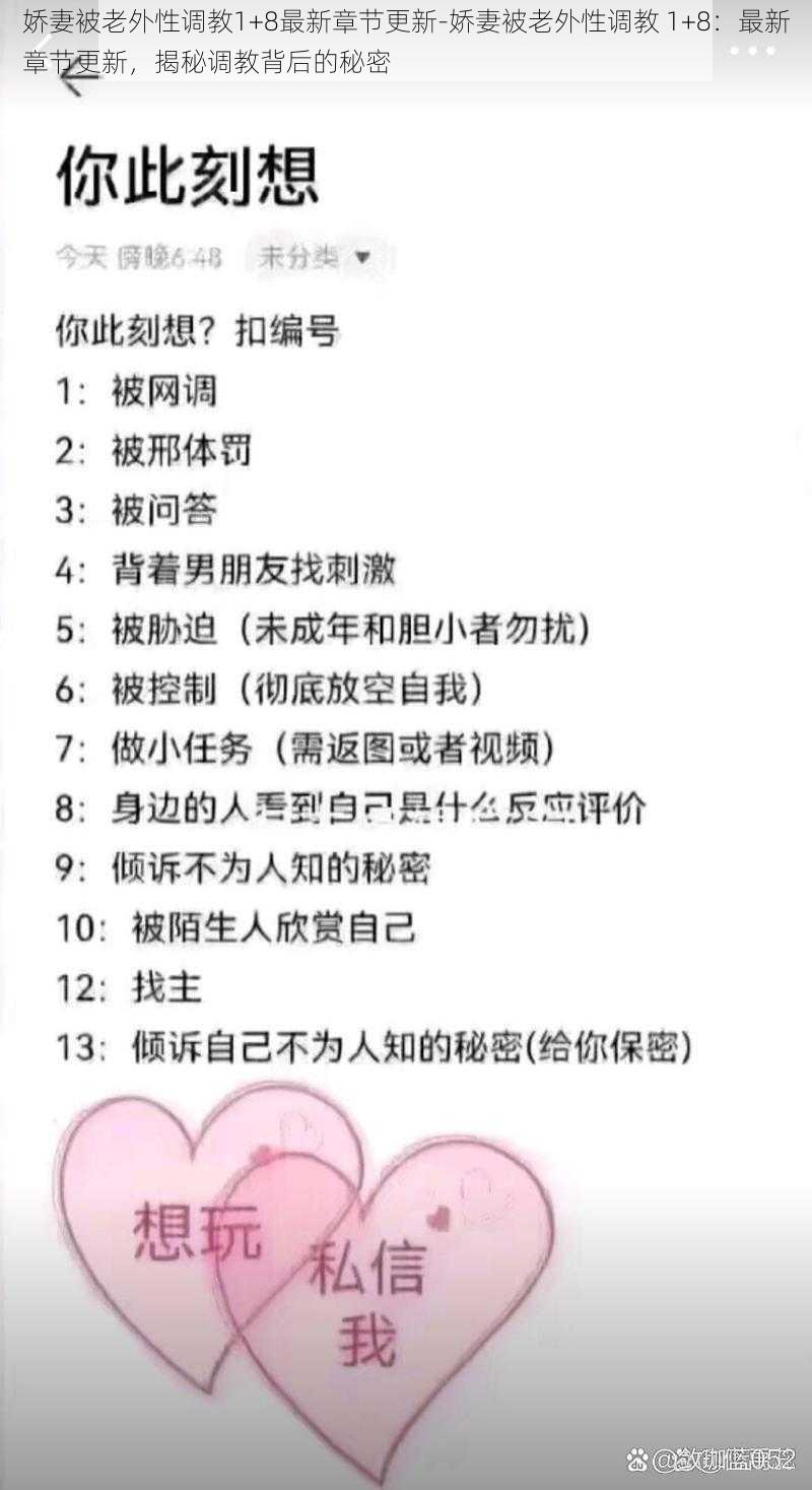 娇妻被老外性调教1+8最新章节更新-娇妻被老外性调教 1+8：最新章节更新，揭秘调教背后的秘密