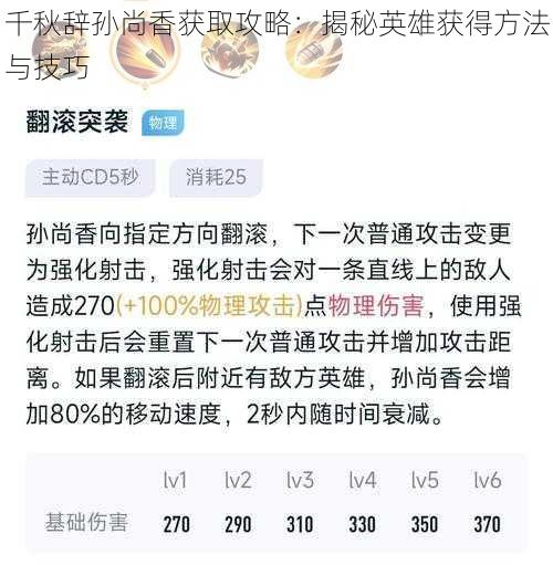 千秋辞孙尚香获取攻略：揭秘英雄获得方法与技巧