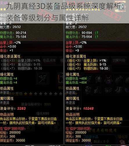 九阴真经3D装备品级系统深度解析：装备等级划分与属性详解