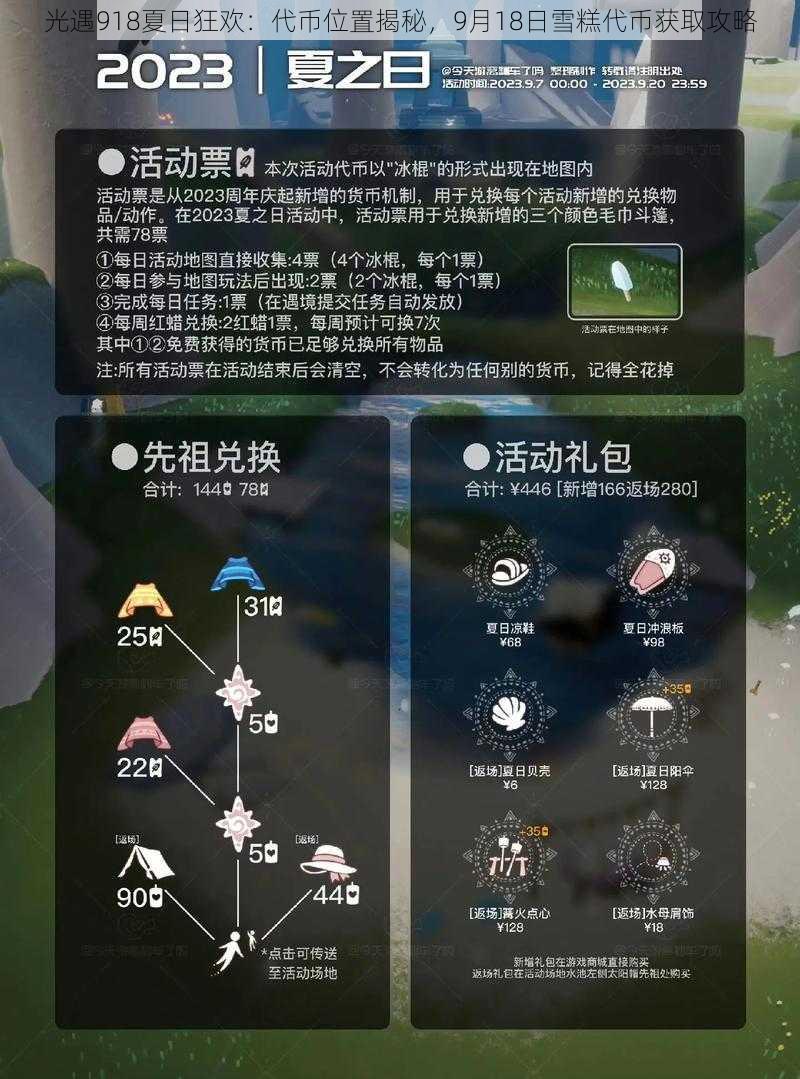 光遇918夏日狂欢：代币位置揭秘，9月18日雪糕代币获取攻略