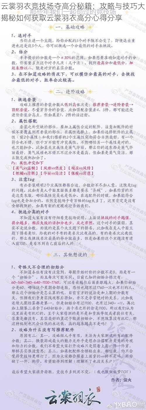 云裳羽衣竞技场夺高分秘籍：攻略与技巧大揭秘如何获取云裳羽衣高分心得分享